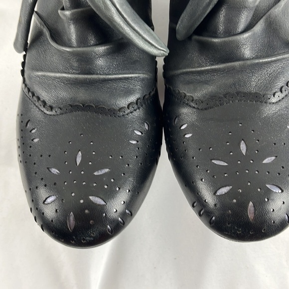 Marc Grey & Black Leather Booties w/ Eyelet Embellishments - Picture 4 of 13
